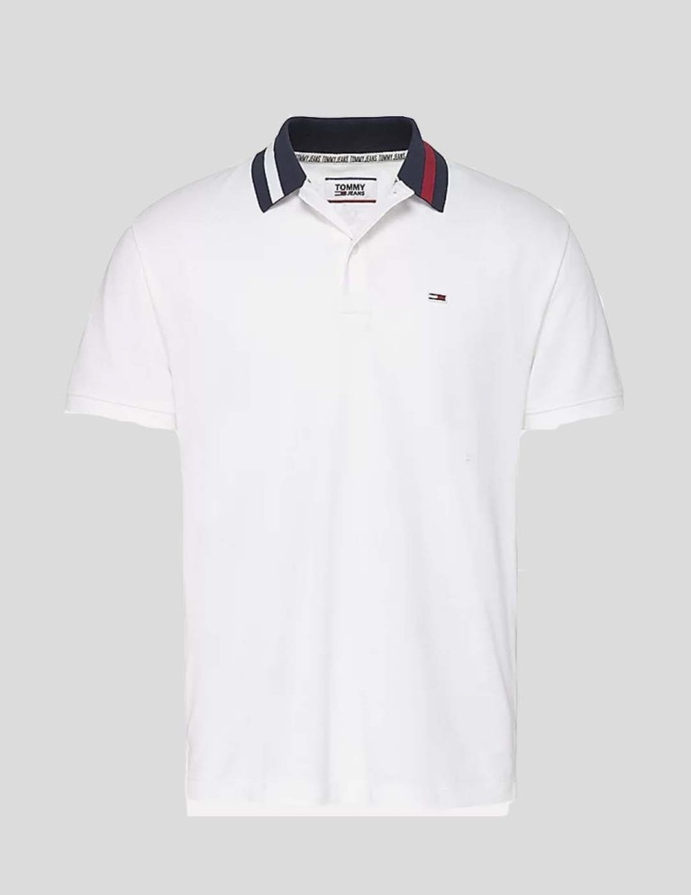 T-shirt TOMMY JEANS flag neck polo white